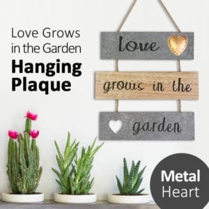 Garden Stone Hanging Heart Sentiment Plaque - Flowerpot