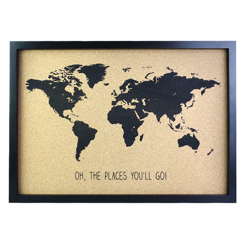 Places To Go Cork Board-2 World map - Globe