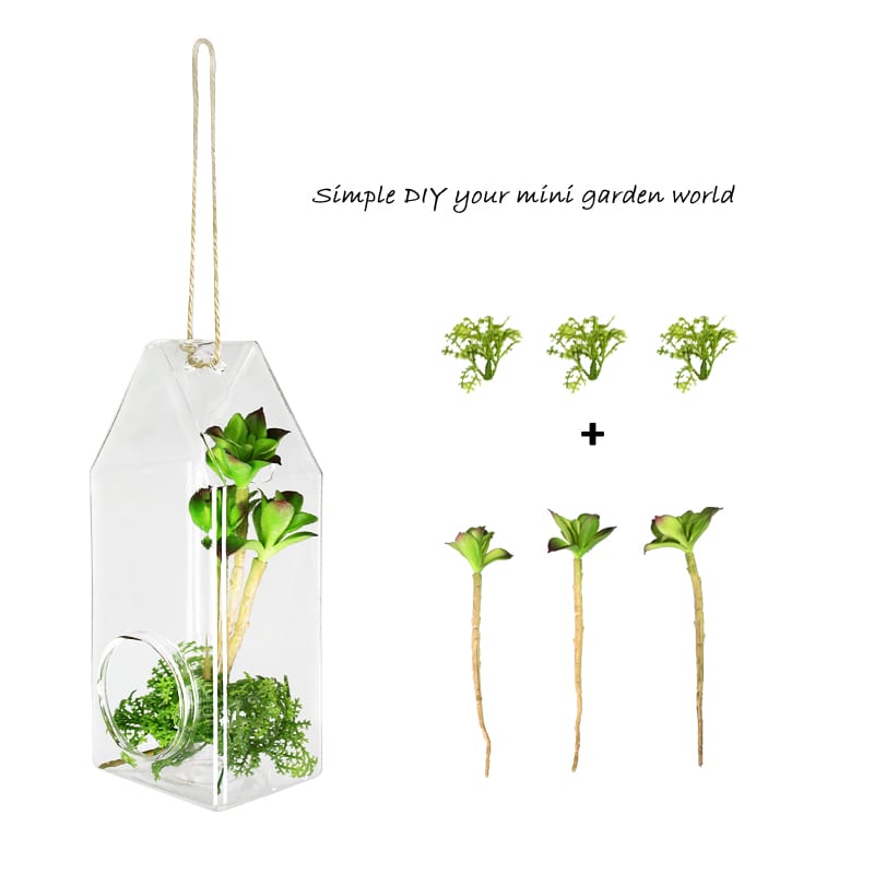 DIY Hanging Glass Vase Square House Planter-3