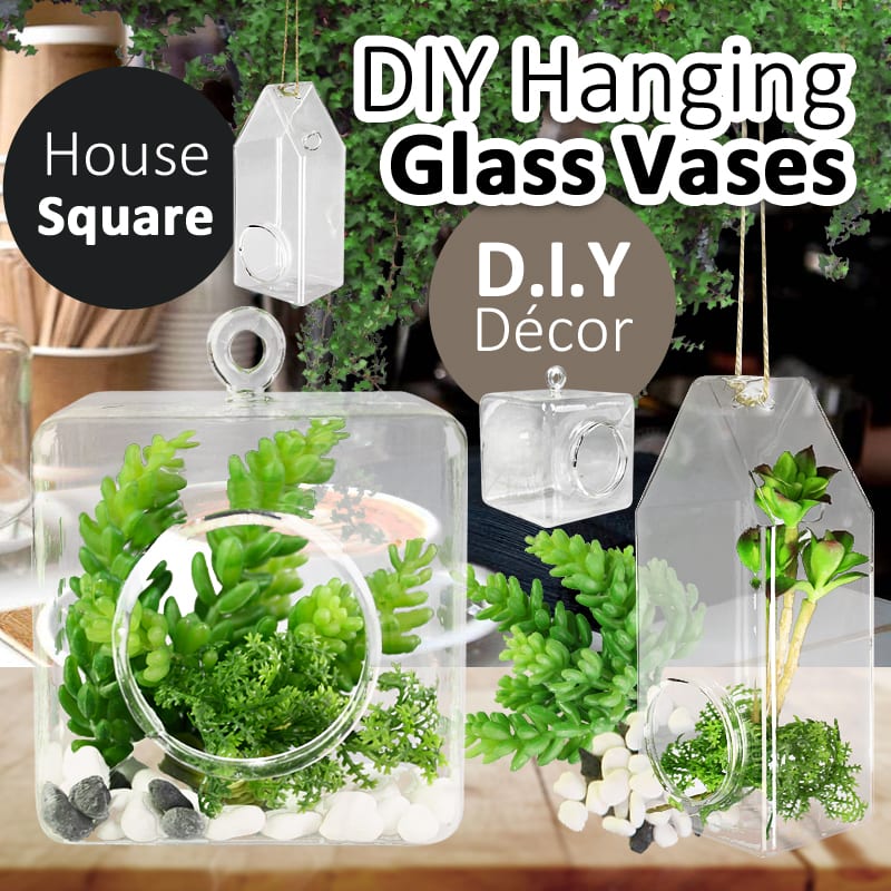 DIY Hanging Glass Vase Square House Planter DIY Hanging Glass Vase Square House Planter
