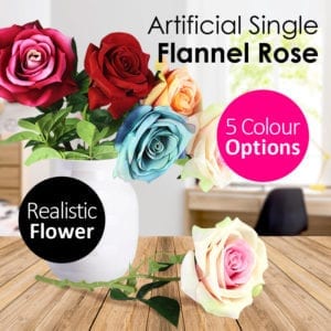 40CM Artificial Single Flannel Rose Stem