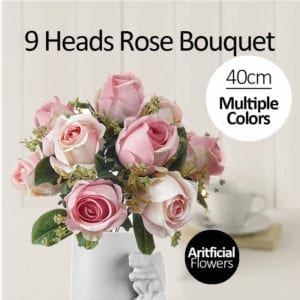40cm Artificial 9 Heads Roses Bouquet
