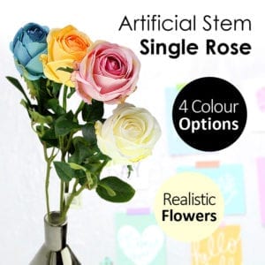 62CM Artificial Single Rose Stem