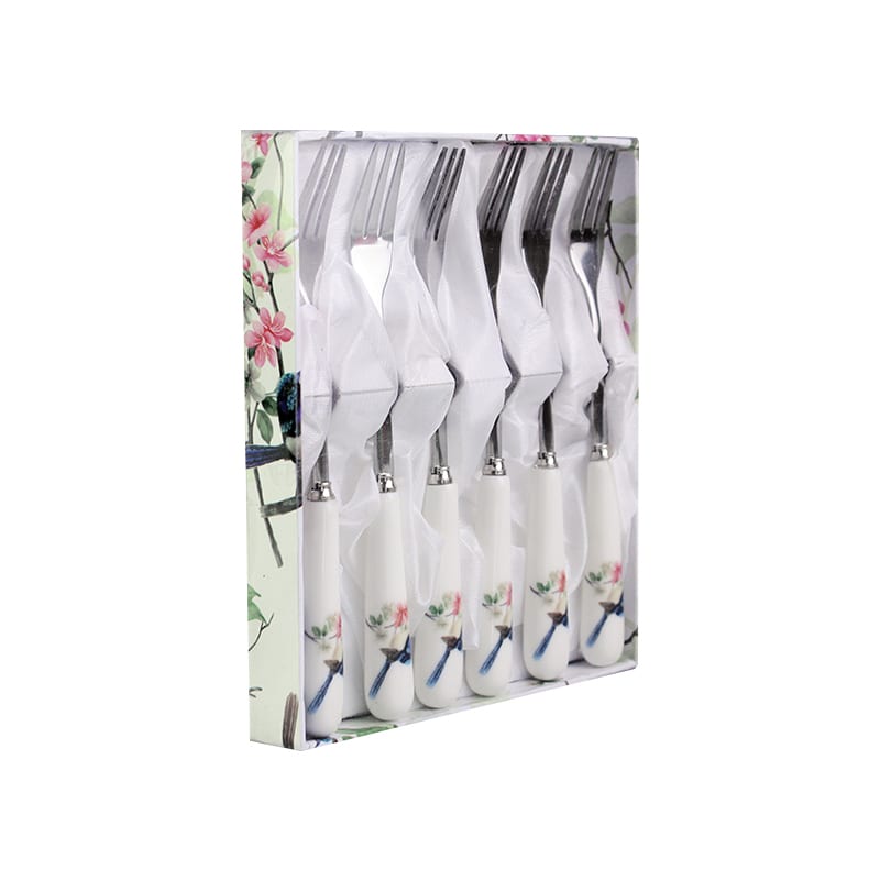 European Blue Wren 6pcs Dessert Fork Set-3