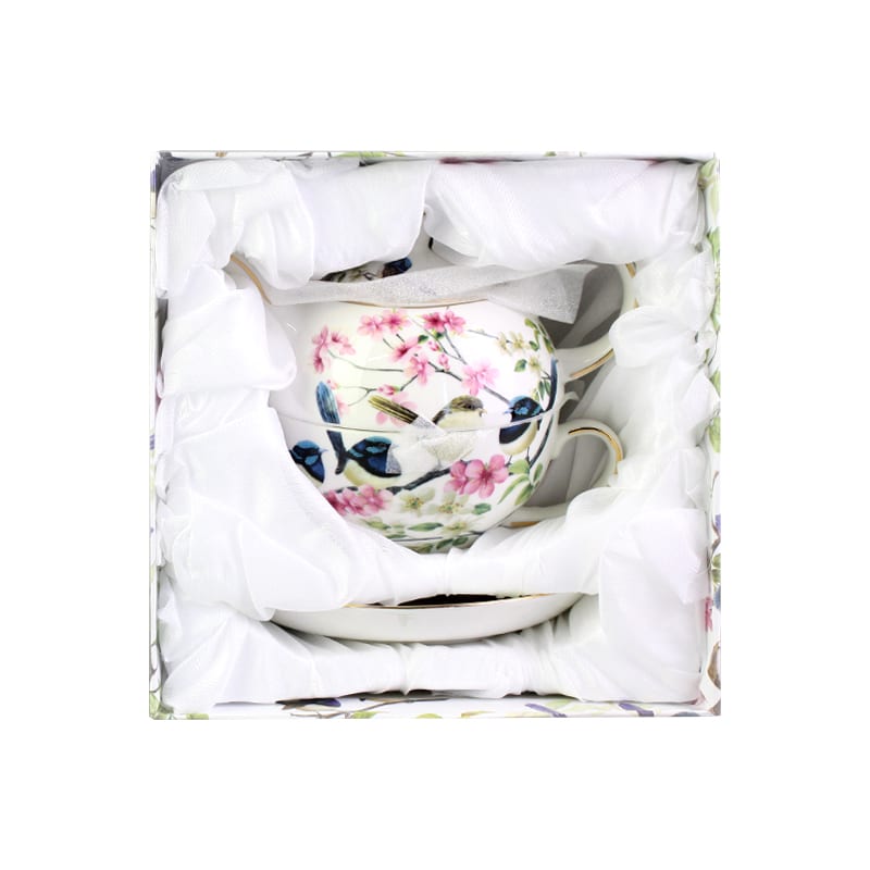 European Blue Wren Tea Pot and Cup Set -3
