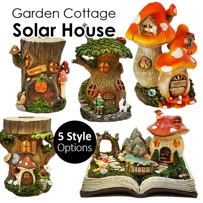 Solar Garden Tree House Mushroom Cottage fairy garden