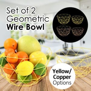 Set of 2 Geometric Wire Bowl Basket