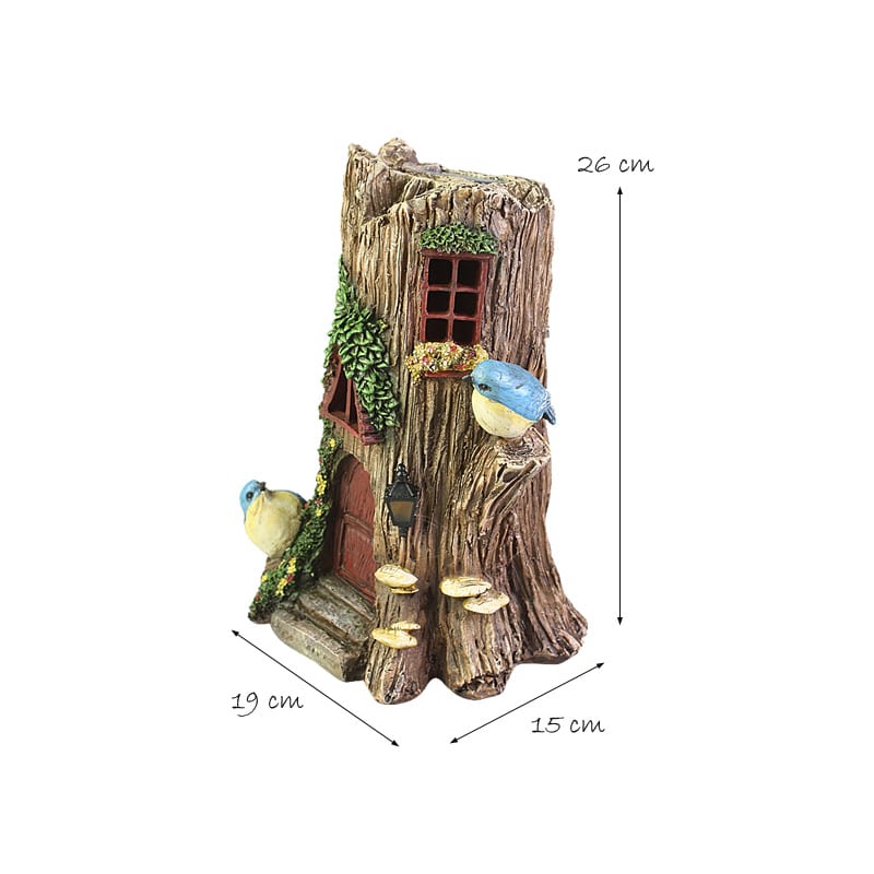 Solar Fairy Garden Stump House-6