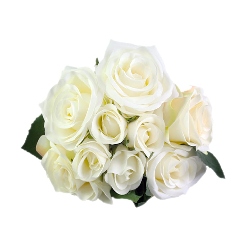 Artificial 9 Heads White Romance Rose Bouquet Flower-3