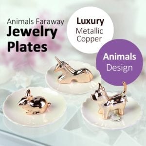 10CM Luxury Ceramic Faraway Jewellery Plate with Metallic Copper Animals