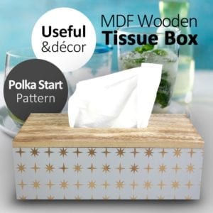 Wooden Tissue Box With Stylish Polka Design