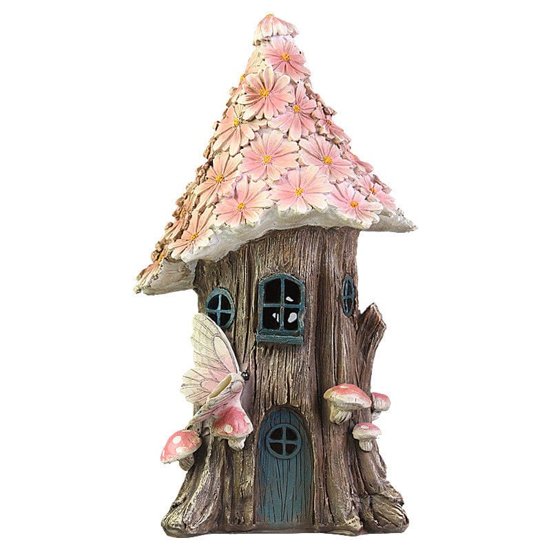 Garden Solar Powered Flower Village House-2