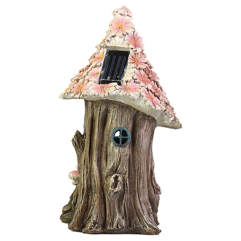 Garden Solar Powered Flower Village House-3